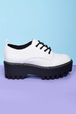 Echo Club House Secret Life Platform Chunky Oxfords - White