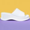 Echo Club House Secret Sister Platform 90's Slide Ons - White