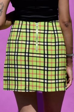 Echo Club House Neo Plaid Print Belted Mini Skirt Clothes