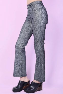 Echo Club House Deadstock Morgan Metallic Snake Skin Print Flare Pants