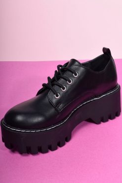 Echo Club House Shoes Secret Life Platform Chunky Oxfords - Black