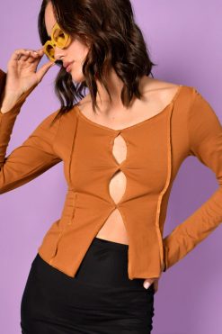 Echo Club House Hazel Open Front Overlock Stitch Top