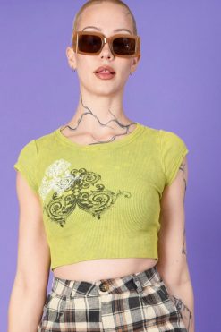 Echo Club House Deadstock Thermal Cropped Printed Tee