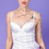 Echo Club House Deadstock Playgirl Rhinestone Lace Corset - White 1 Echo Club House Deadstock Playgirl Rhinestone Lace Corset - White