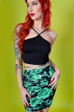 Echo Club House Annette Deadstock Crushed Velvet Floral Skirt Clothes