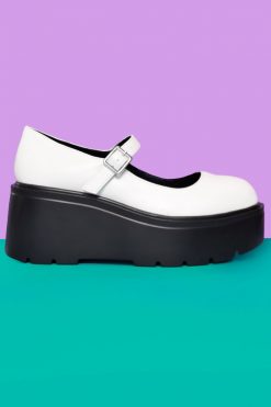 Echo Club House Best Behavior Platform Mary Janes - White