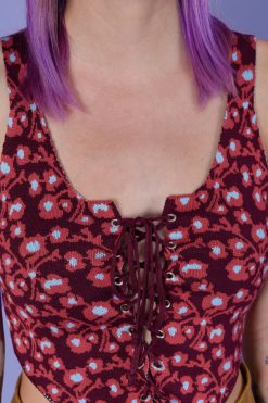 Echo Club House Allana Tie Up Floral Knit Tank