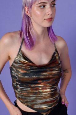 Echo Club House Deadstock Perf Y2K Cowl Halter - Rust